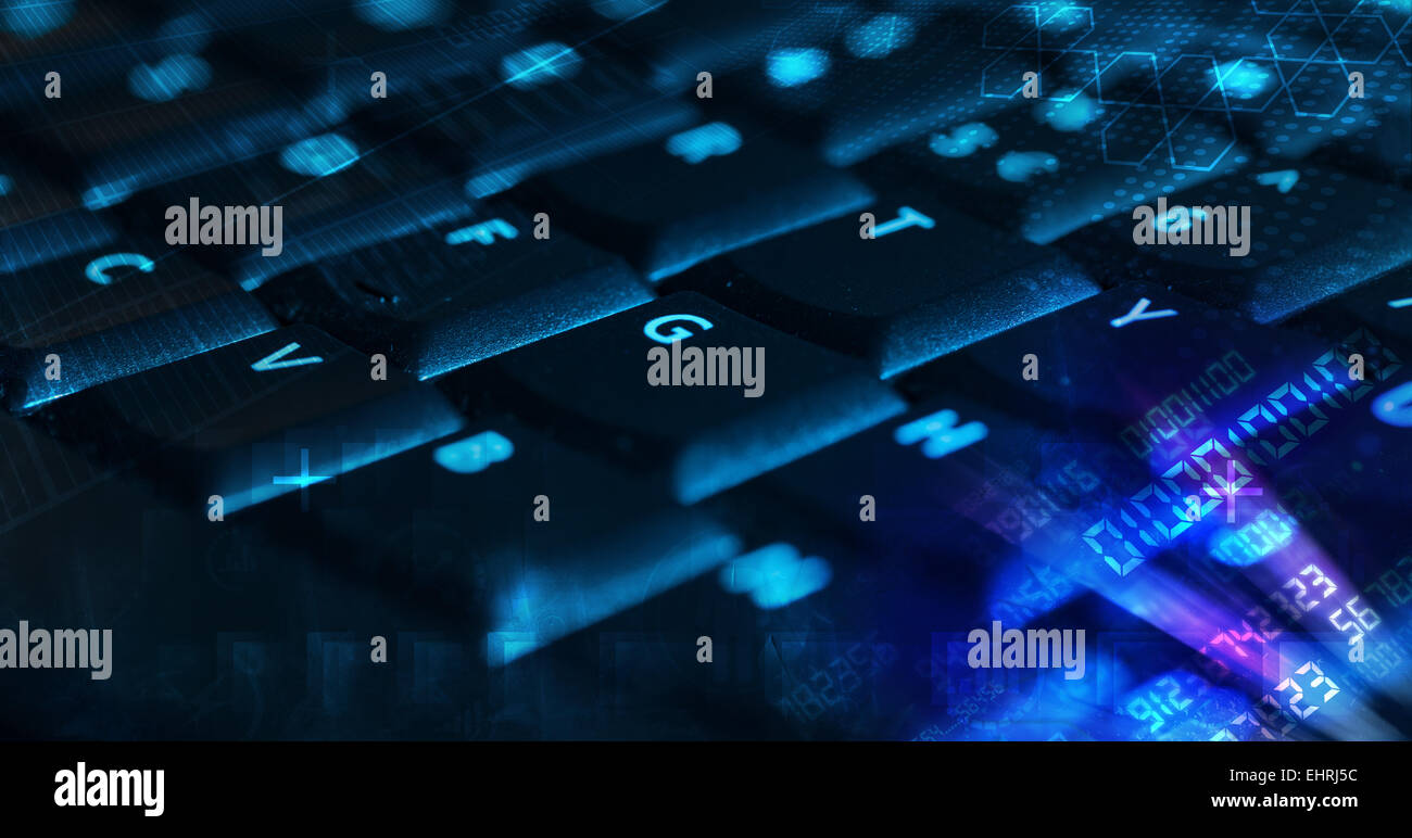 Keyboard with glowing programming codes Stock Photo - Alamy