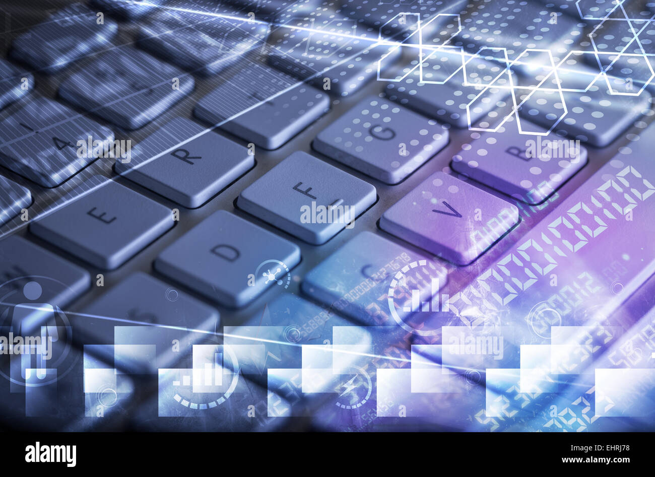 Keyboard with glowing programming codes Stock Photo - Alamy