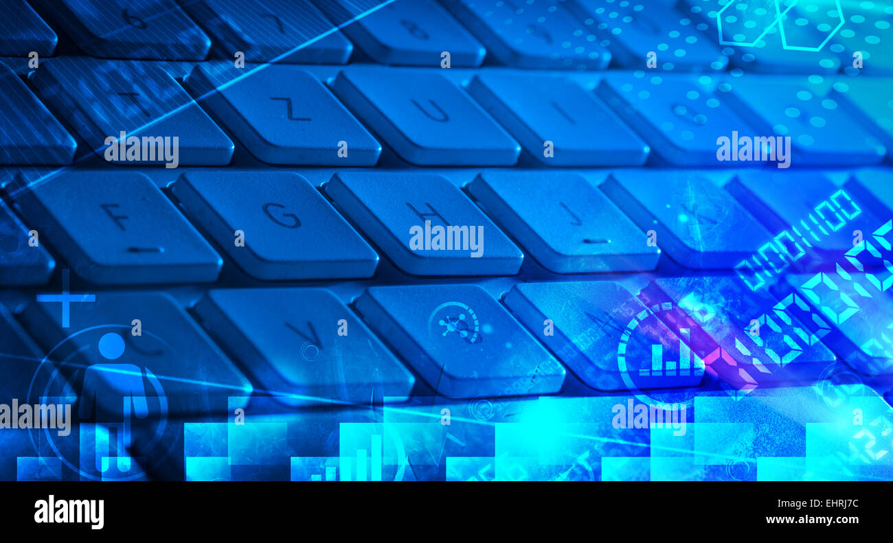 Keyboard with glowing programming codes Stock Photo - Alamy