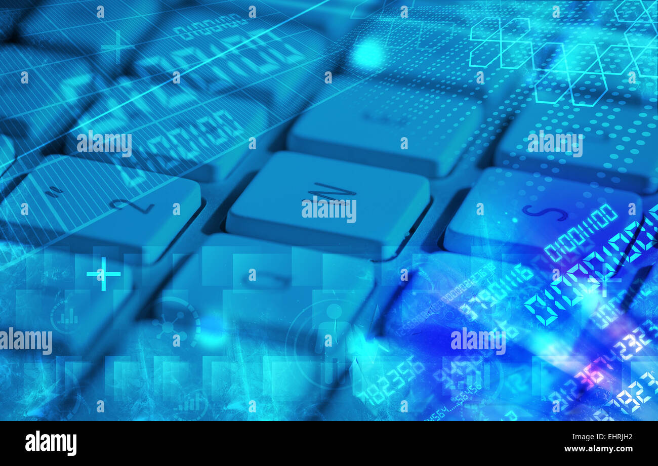 Keyboard with glowing programming codes Stock Photo - Alamy