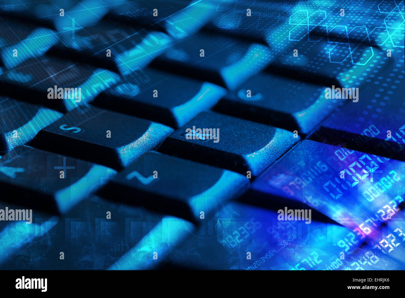 Keyboard with glowing programming codes Stock Photo - Alamy