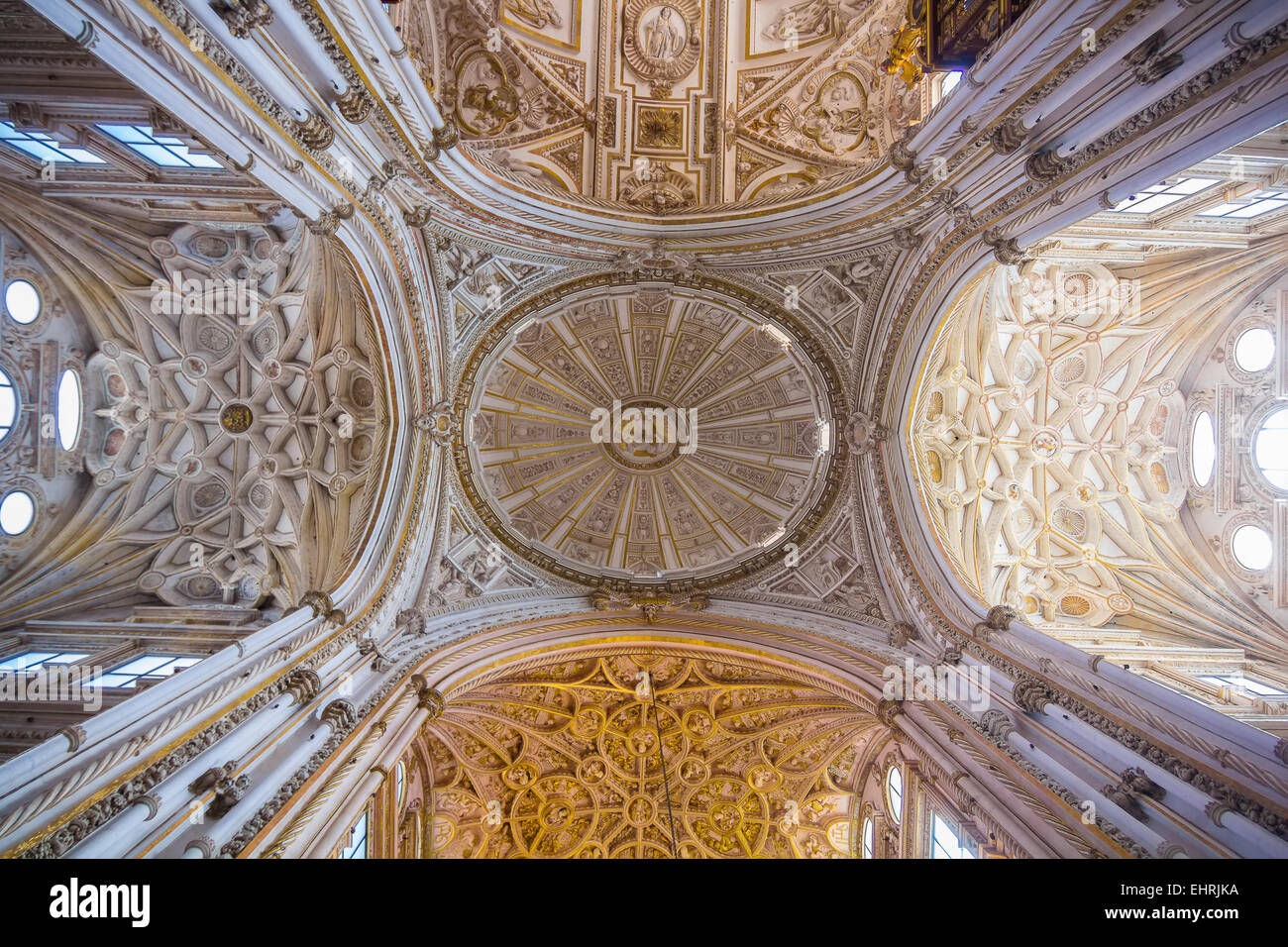 Details of Christian cathedral ceilings in the Mosque of Cordoba, Spain