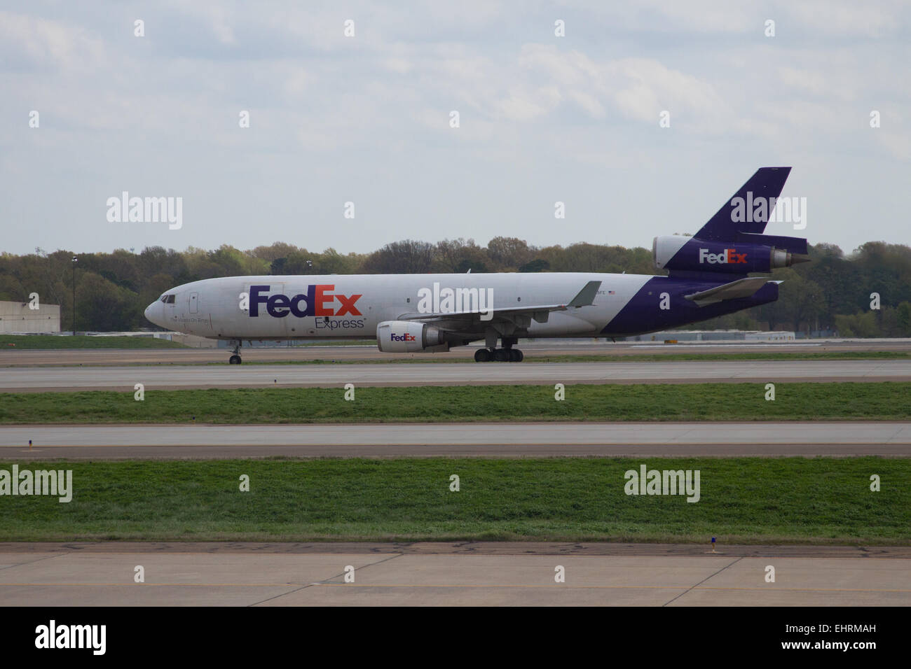FedEx express plane on the runway from  Memphis International Airport, Tennessee USA Stock Photo