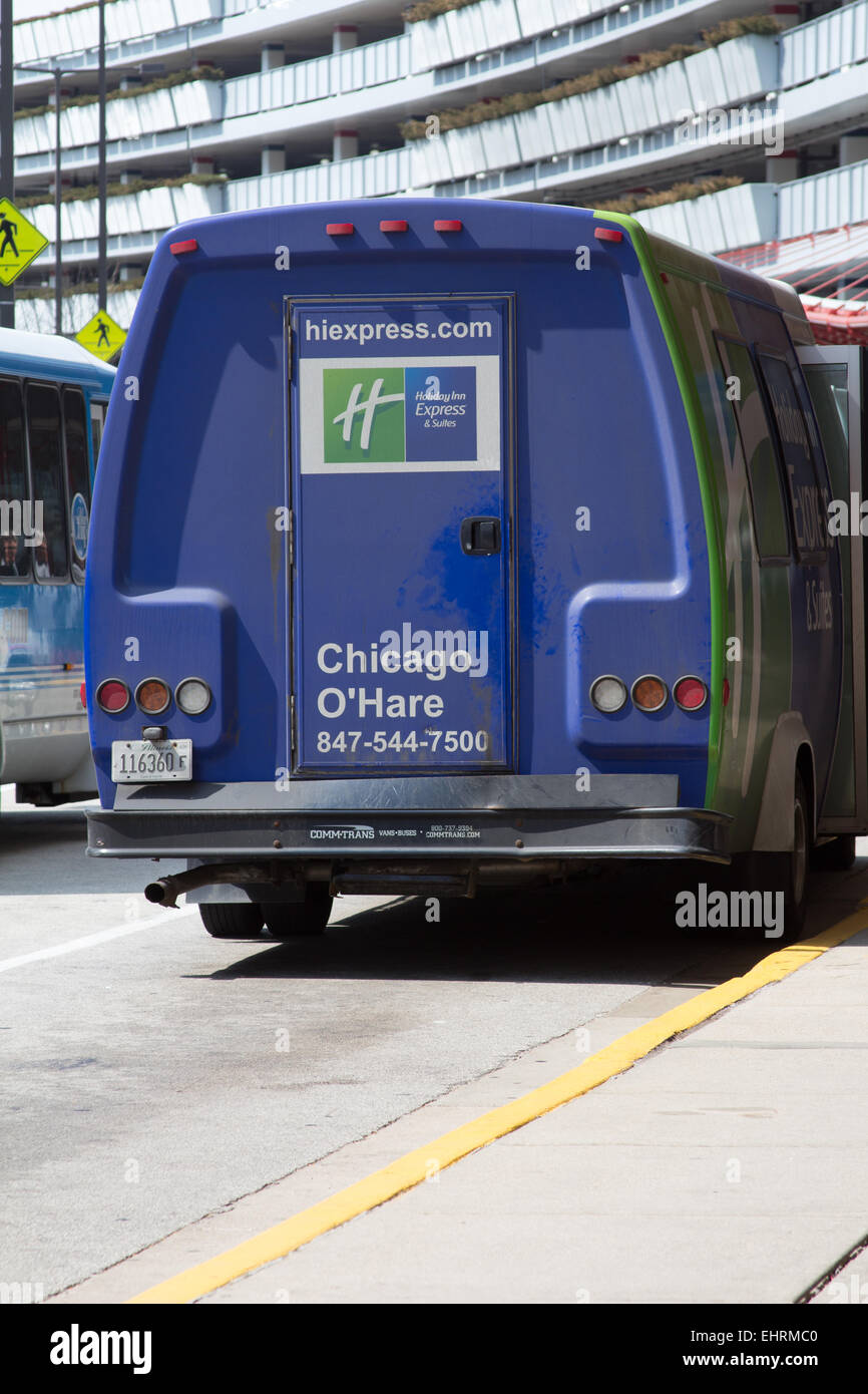 Holiday Inn Express hotel shuttle bus at Chicago O'Hare International  airport, Rosemont, Illinois, USA Stock Photo - Alamy