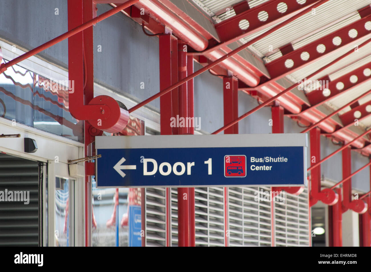 Door 1 at the Bus/Shuttle centre at Chicago O'Hare airport, Illinois