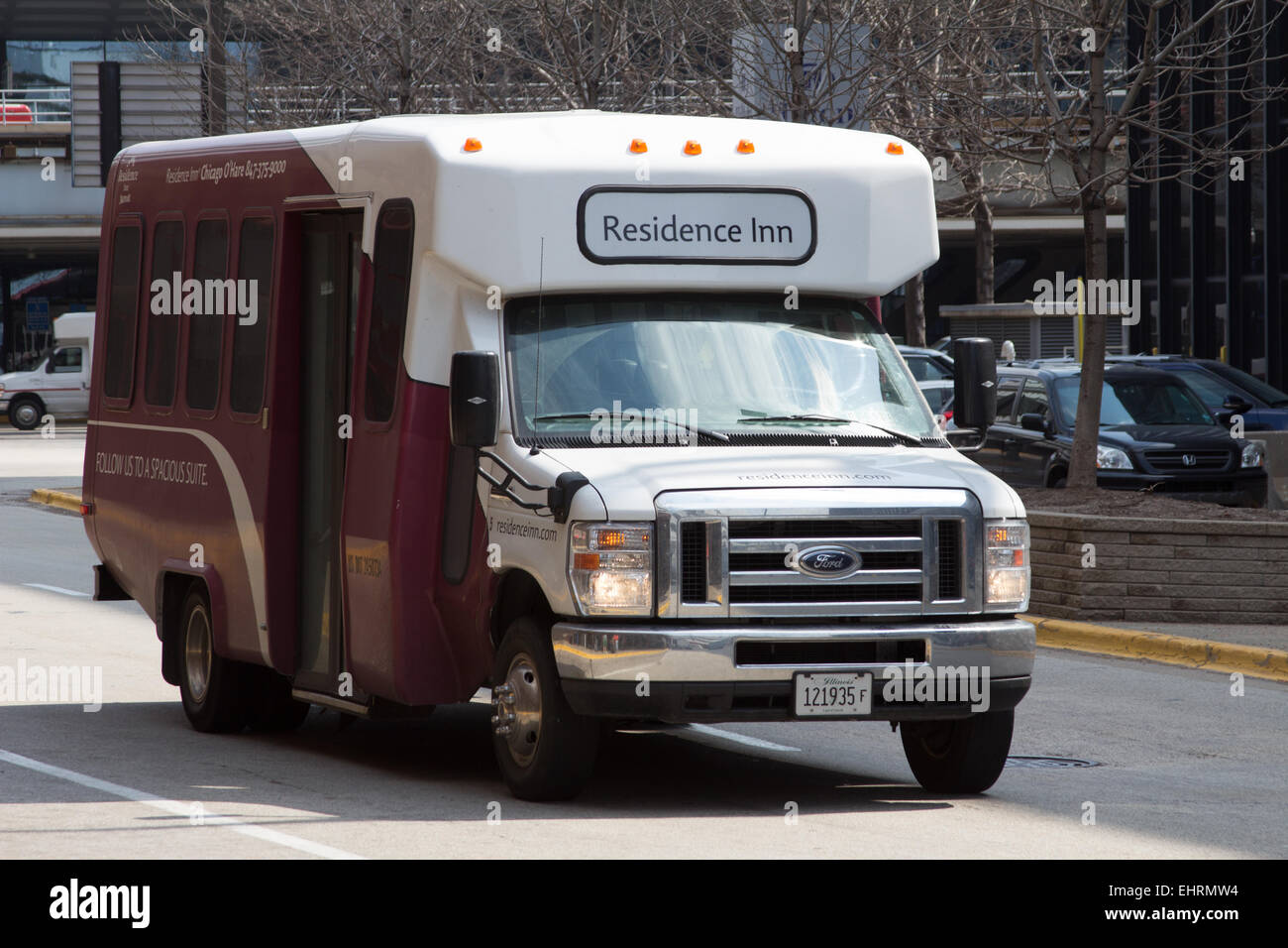 Residence Inn hotel shuttle bus at Chicago O'Hare International airport, Rosemont, Illinois, USA Stock Photo