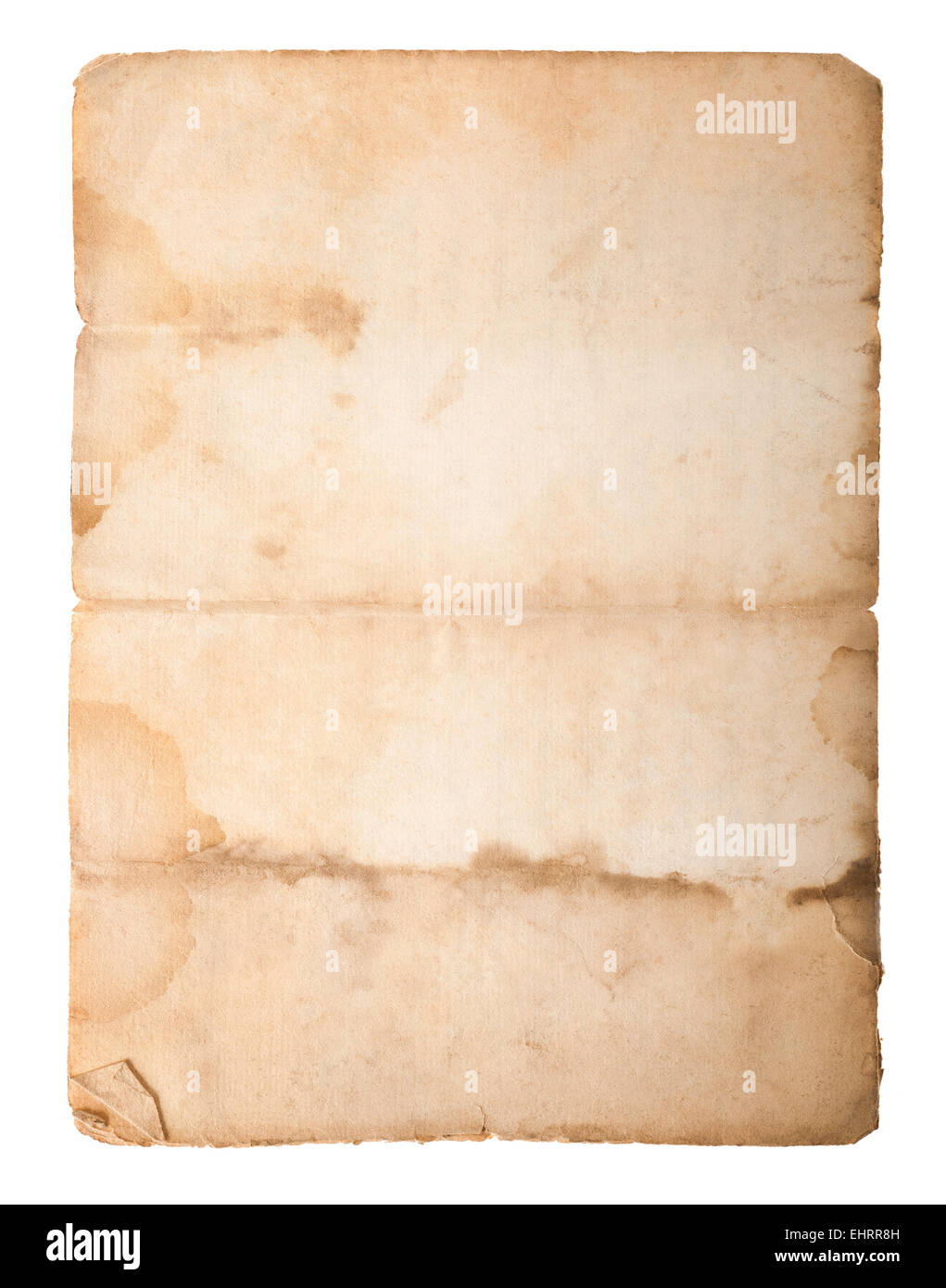 Dirty old paper isolated on white Stock Photo