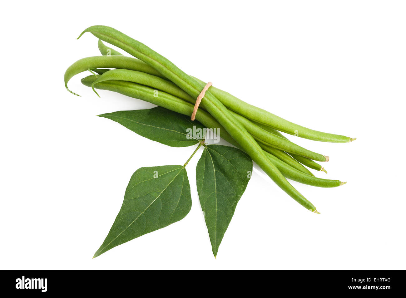 Green Beans with leaves isolated on white Stock Photo Alamy