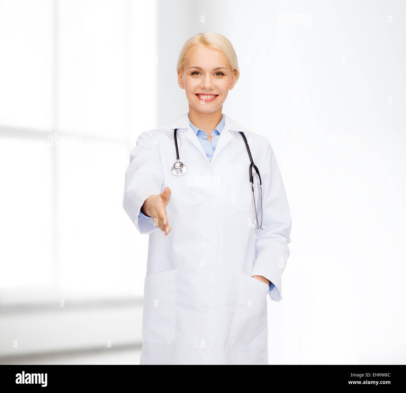smiling female doctor with stethoscope Stock Photo - Alamy