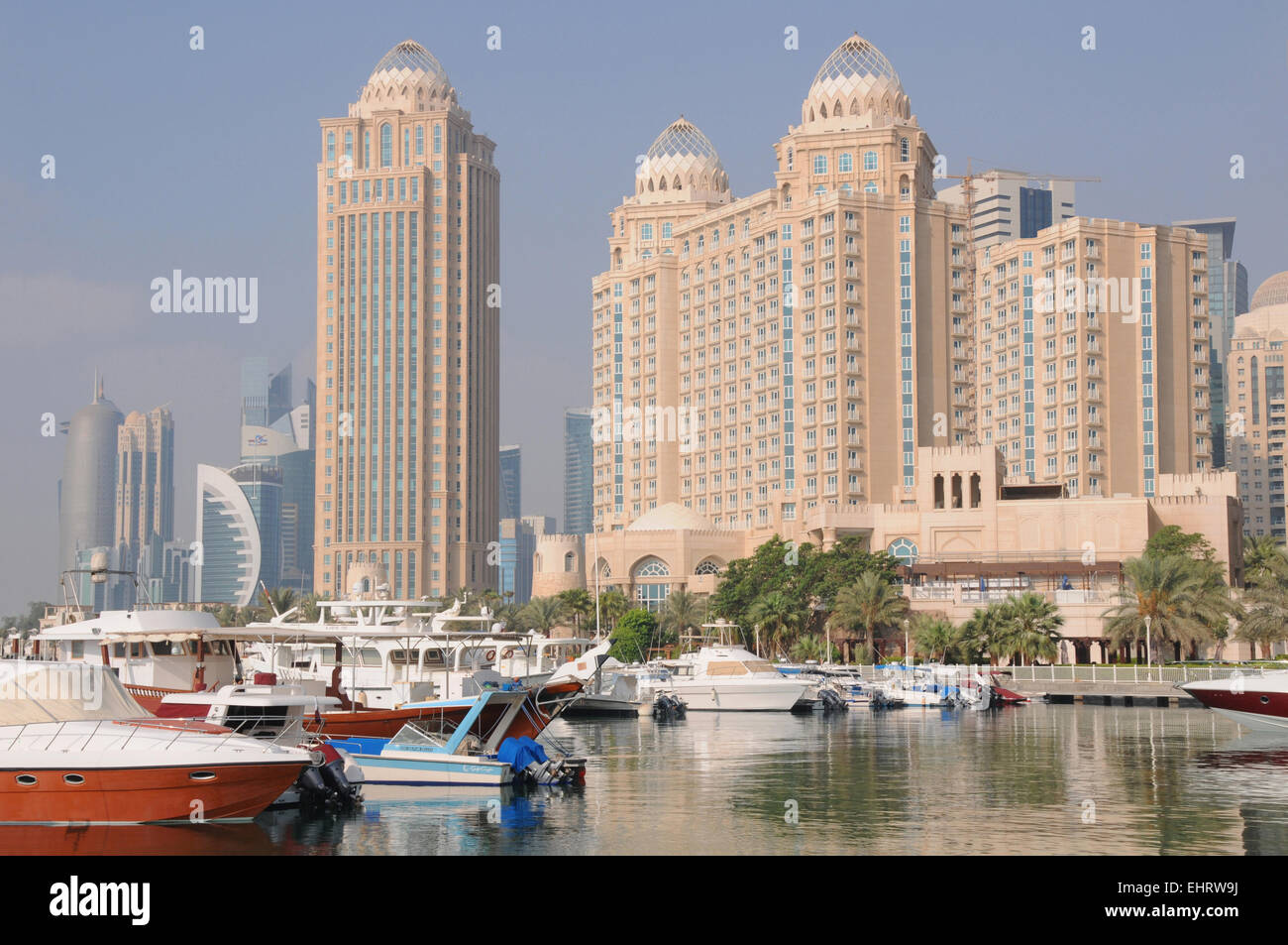 Four Seasons Hotel and Marina, West Bay, Doha, Qatar. Middle East. Qatar Hotels. Stock Photo