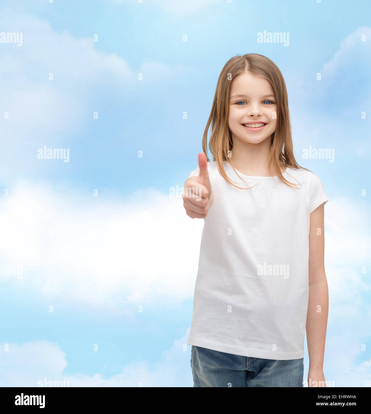 Girl in blank white shirt hi-res stock photography and images