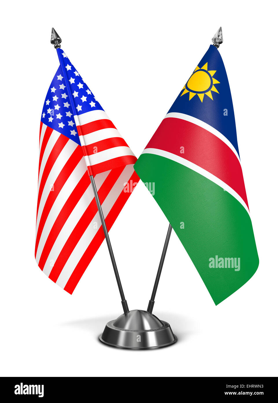 USA and Namibia - Miniature Flags. Stock Photo