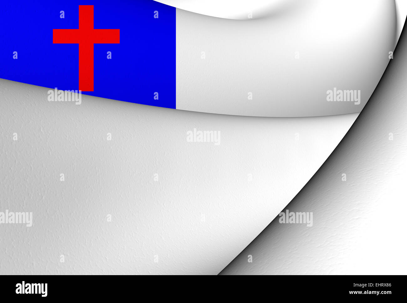 Christian Flag. Close Up. 3D. Stock Photo