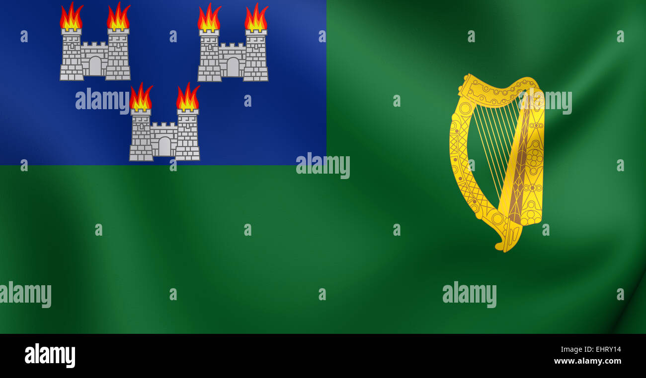 Flag of Dublin, Ireland. Close Up. Stock Photo
