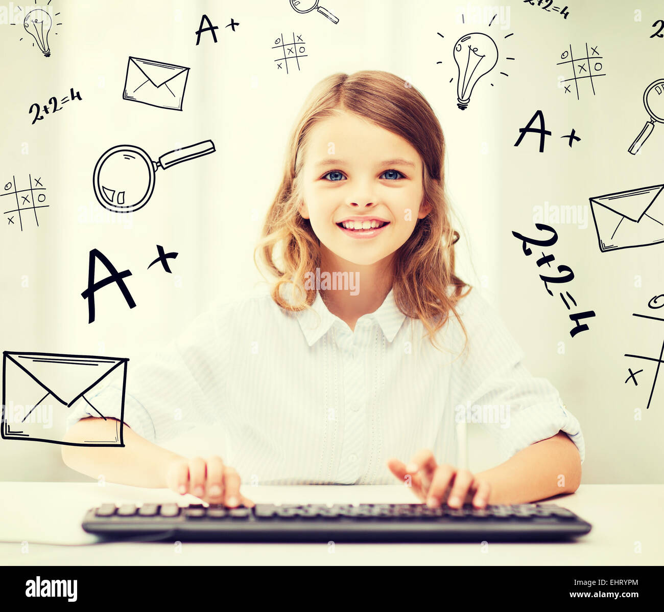 student girl with keyboard Stock Photo - Alamy