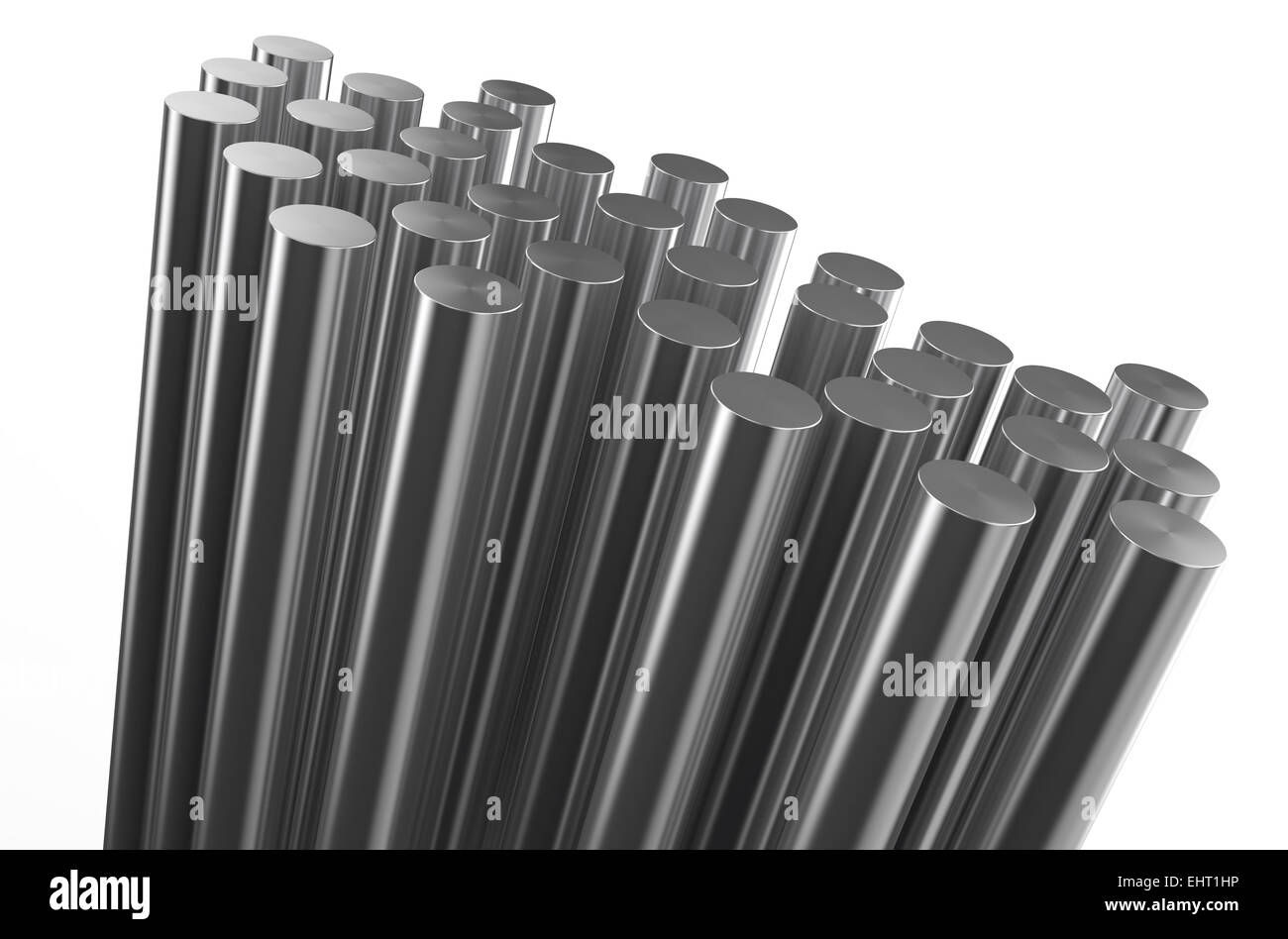 rolled metal, rods isolated on white background Stock Photo