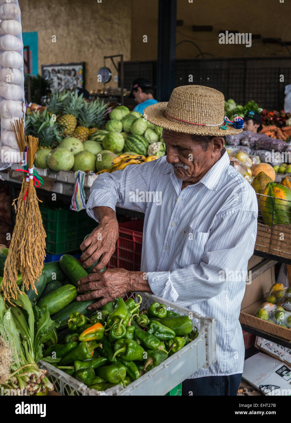 Produce seller Stock Photo