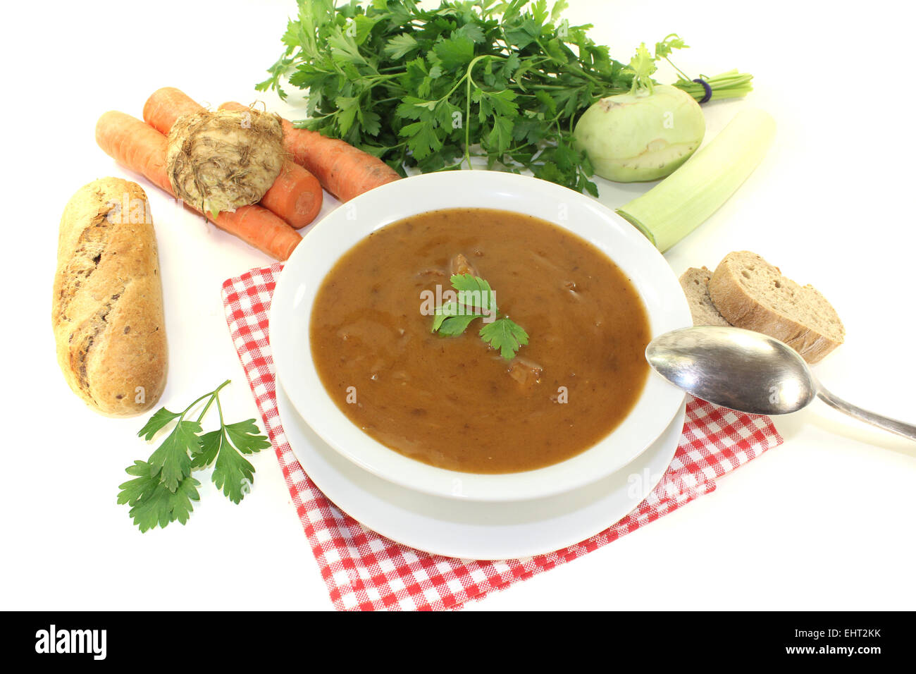 oxtail soup with parsley Stock Photo