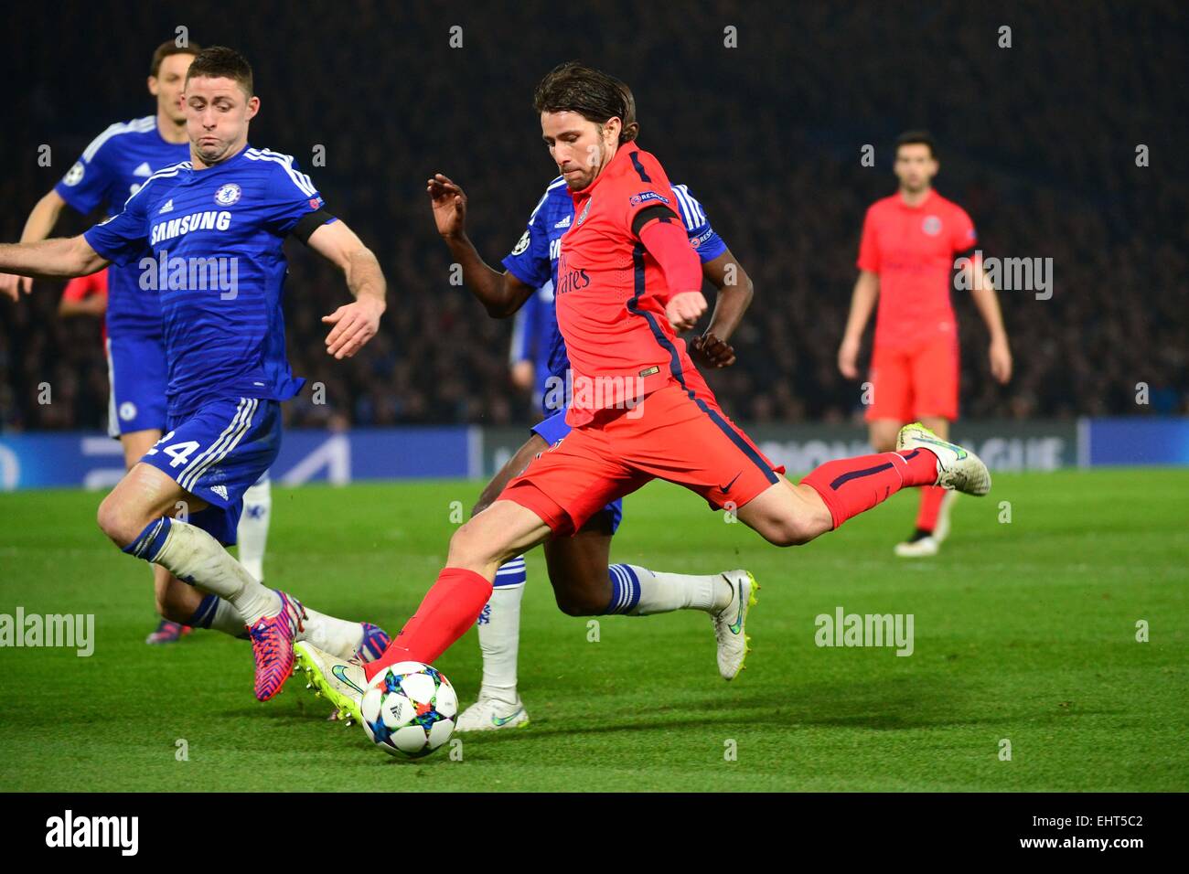 Sherrer MAXWELL/Gary CAHILL - 11.03.2015 - Chelsea/Paris Saint Germain - 1/8Finale retour Champions League.Photo : Dave Winter/Icon Sport Stock Photo