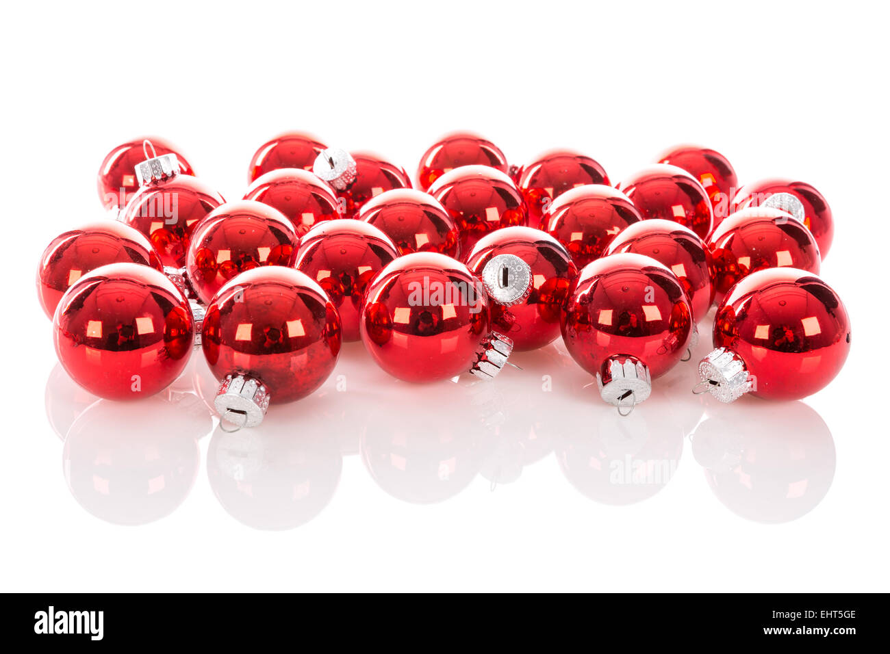 Red Christmas balls isolated over a white background Stock Photo - Alamy