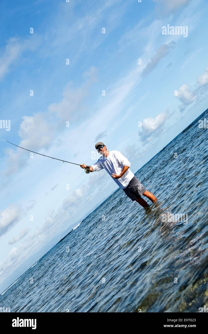 Flat water fishing, Vieques, Puerto Rico Stock Photo