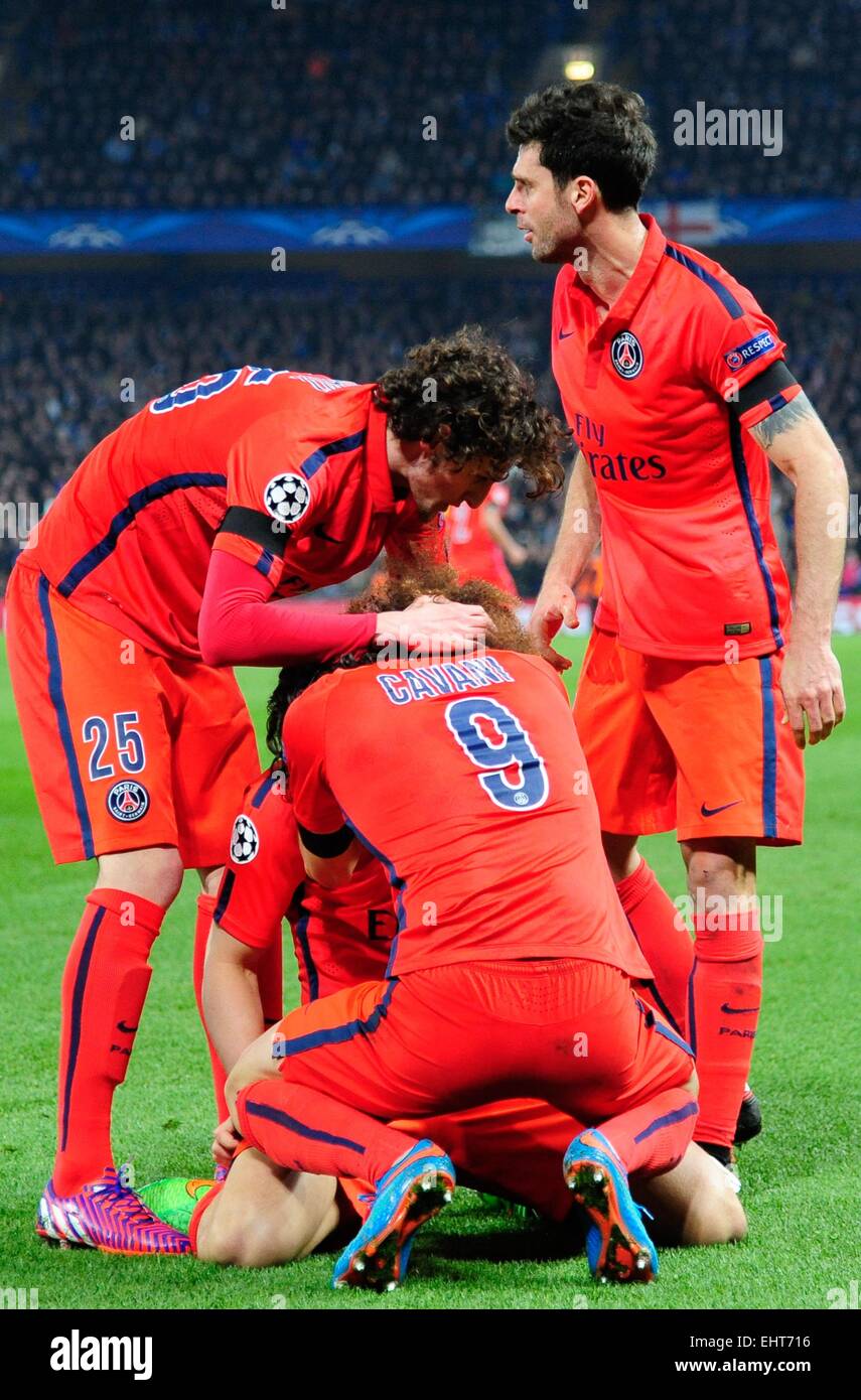 Joie David LUIZ - 11.03.2015 - Chelsea/Paris Saint Germain - 1/8Finale retour Champions League.Photo : Dave Winter/Icon Sport Stock Photo