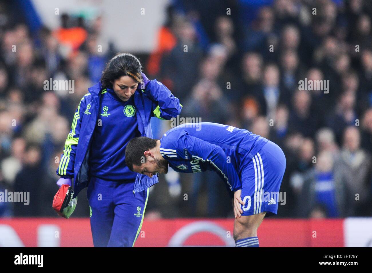 Eva Carneiro/Eden HAZARD - 11.03.2015 - Chelsea/Paris Saint Germain - 1/8Finale Champions League.Photo : Johnny Fidelin/Icon Sport Stock Photo
