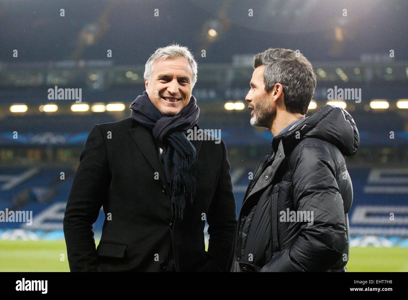 David GINOLA/Dominique ARMAND - 11.03.2015 - Chelsea/Paris Saint Germain - 1/8Finale Champions League.Photo : Johnny Fidelin/Icon Sport Stock Photo