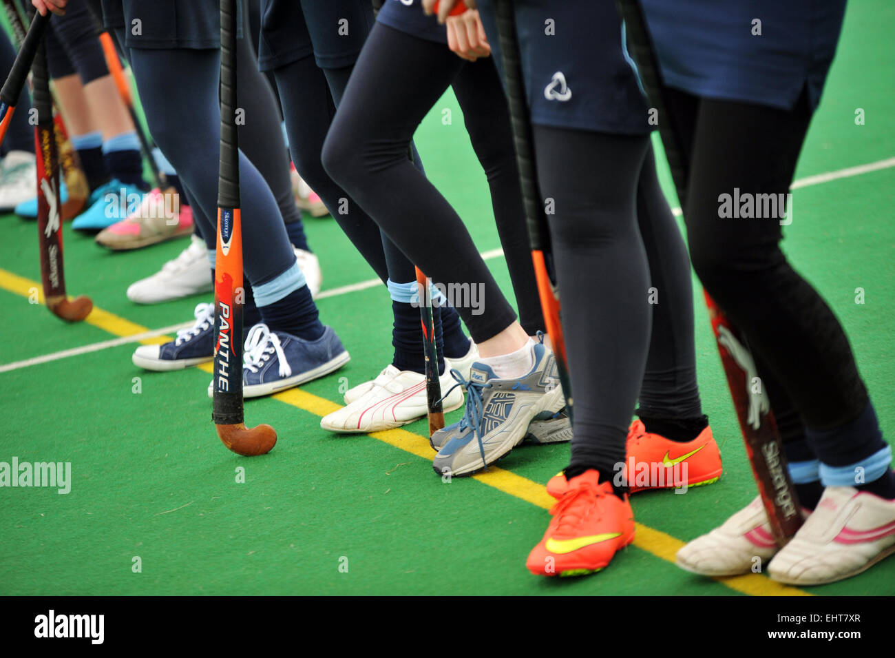 Girls hockey at Secondary school Stock Photo