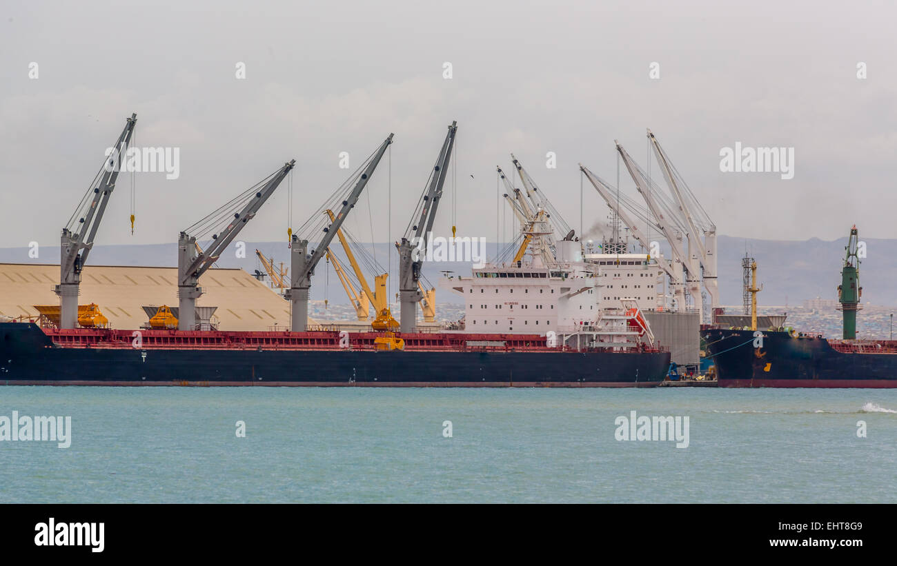 Ship on Djibouti port Stock Photo