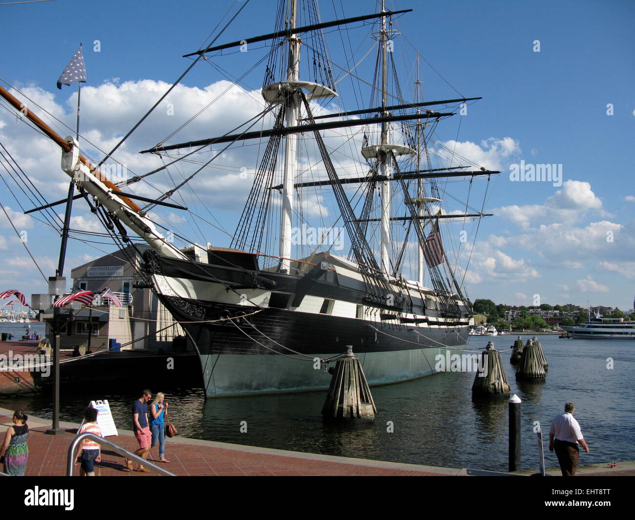 USS Constellation (1854), the last sail-only warship commissioned for the US Navy, now a museum in Baltimore Harbor, Maryland Stock Photo