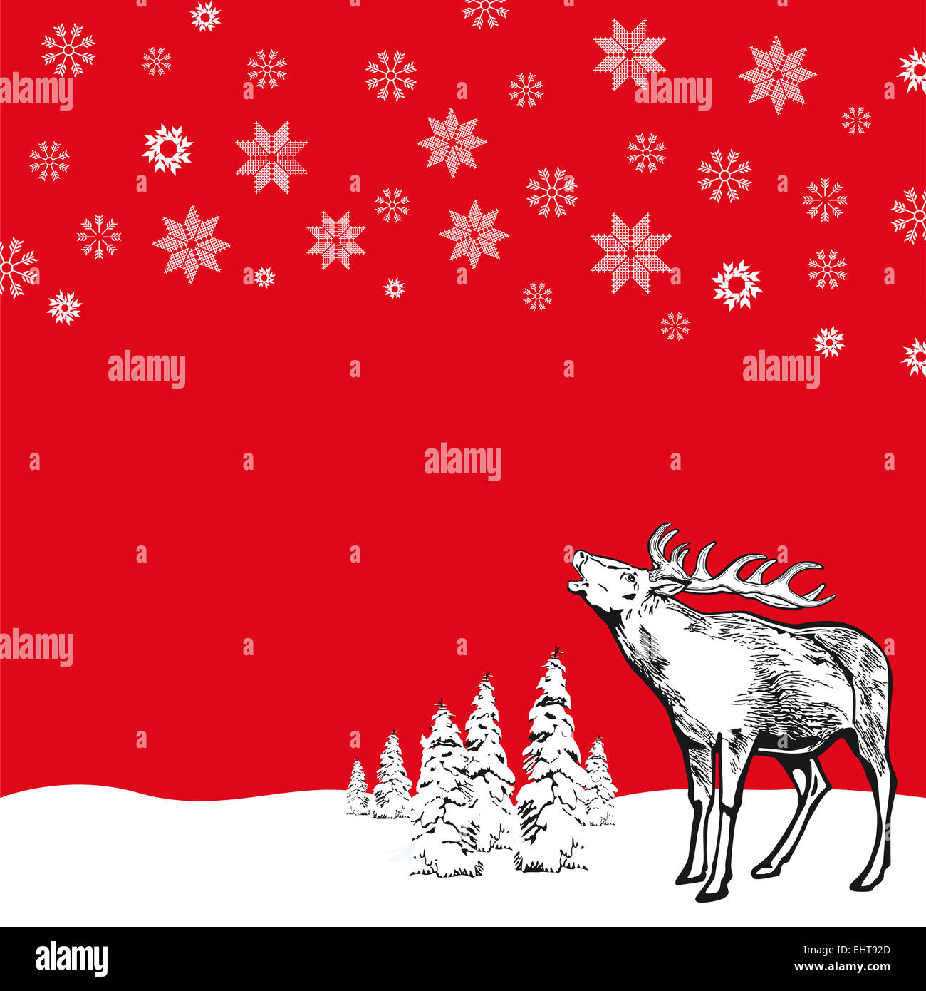 Christmas deer with snowflakes Stock Photo