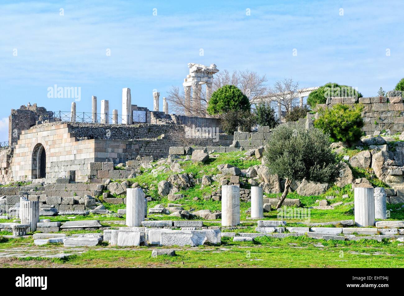 Pergamon Acropolis Athena sanctuary Turkey Stock Photo
