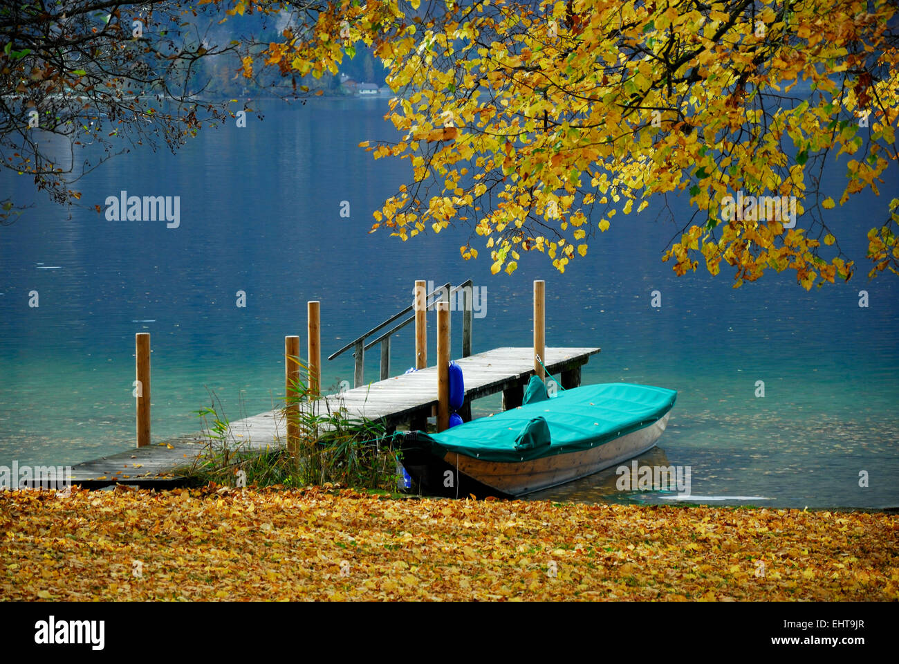 autumn at Lake Wolfgang Stock Photo