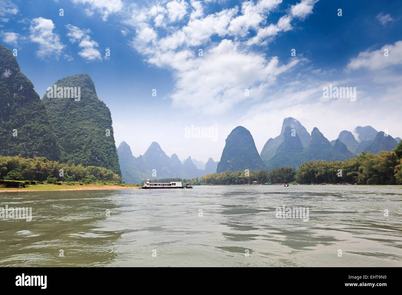 beautiful scenery of karst mountain in lijiang river Stock Photo