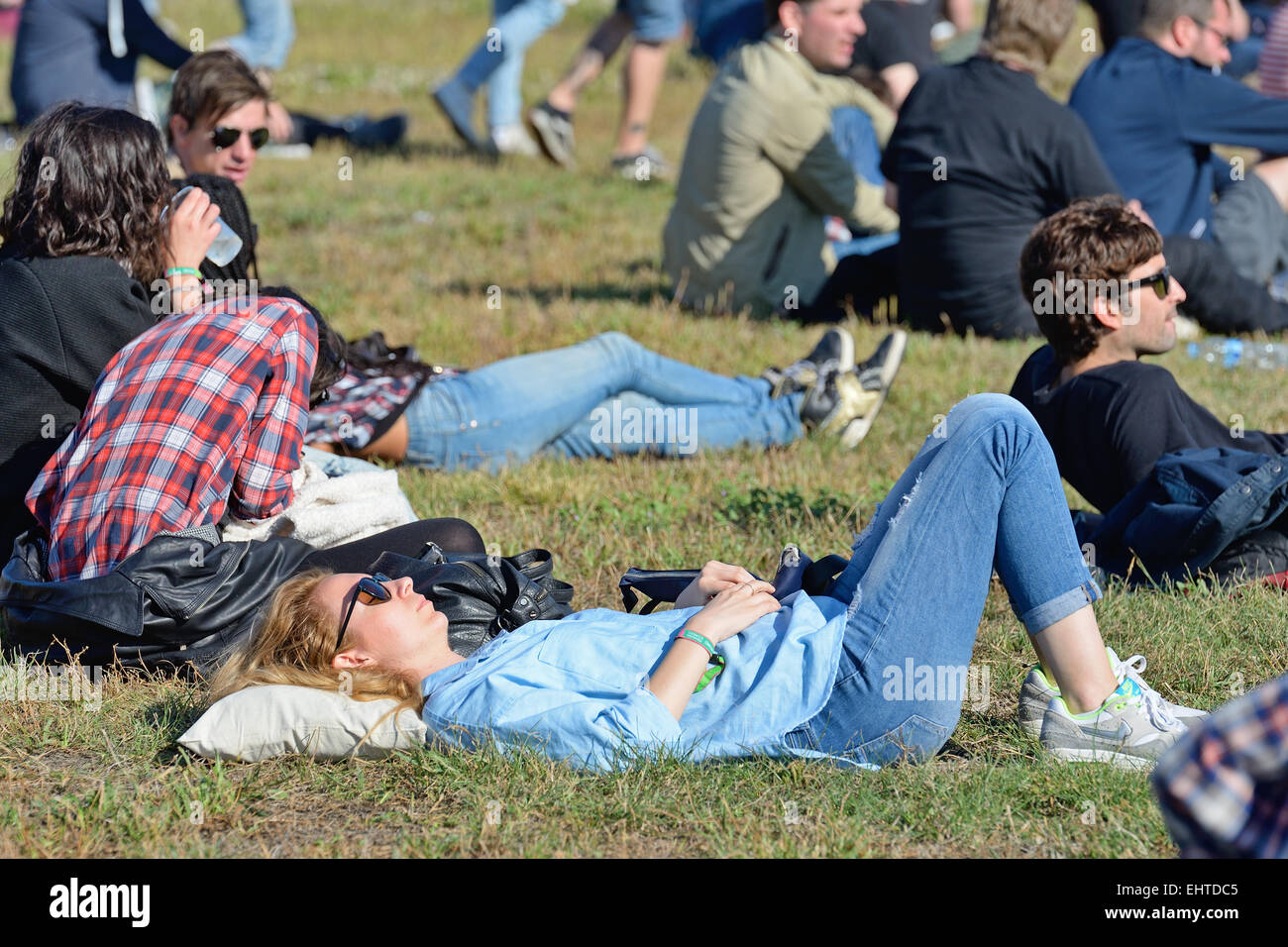 BARCELONA - MAY 30: Audience watch a concert at Heineken Primavera Sound 2014 Festival (PS14). Stock Photo