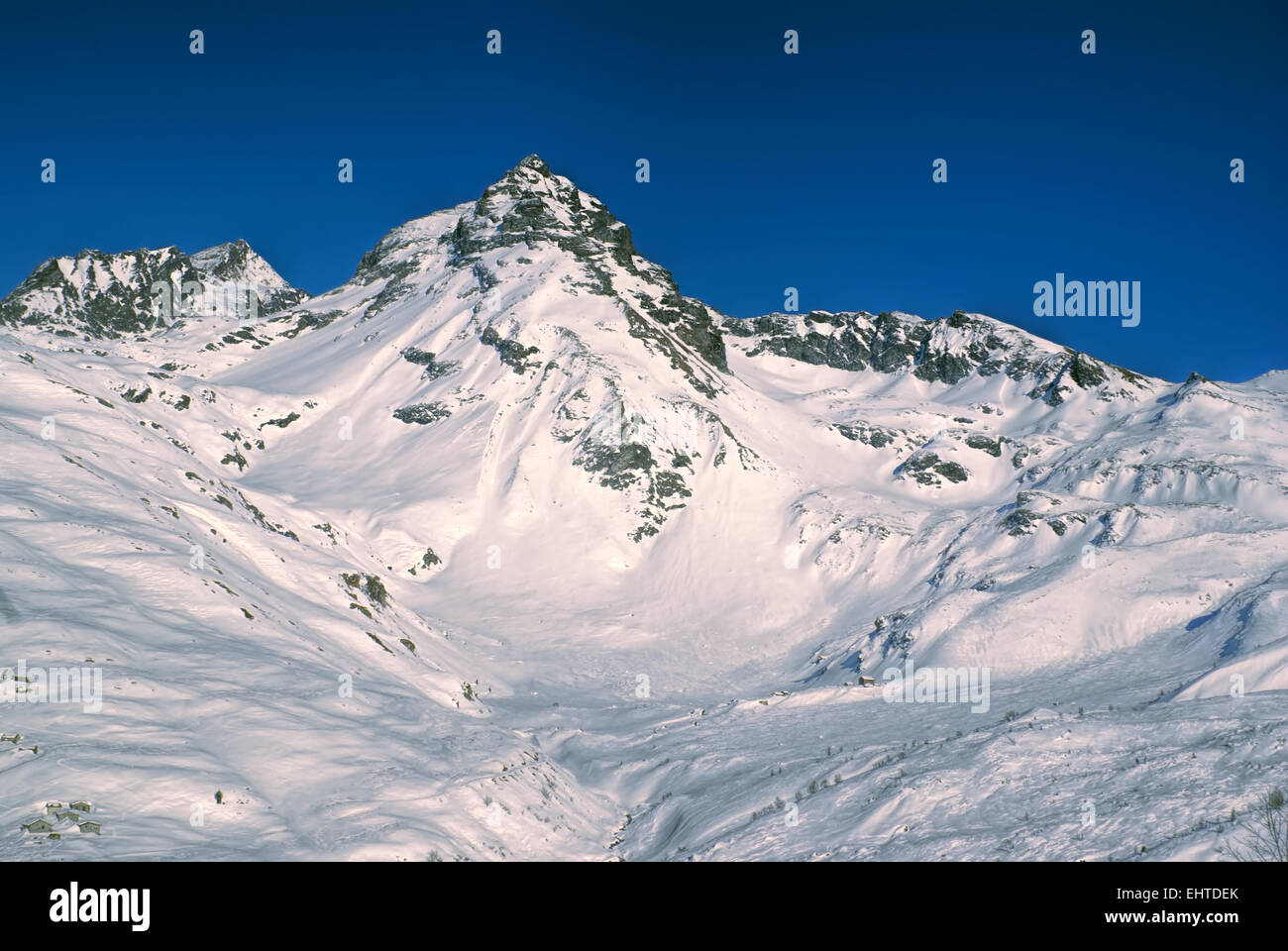 Scenic view of snowy slopes in France Stock Photo