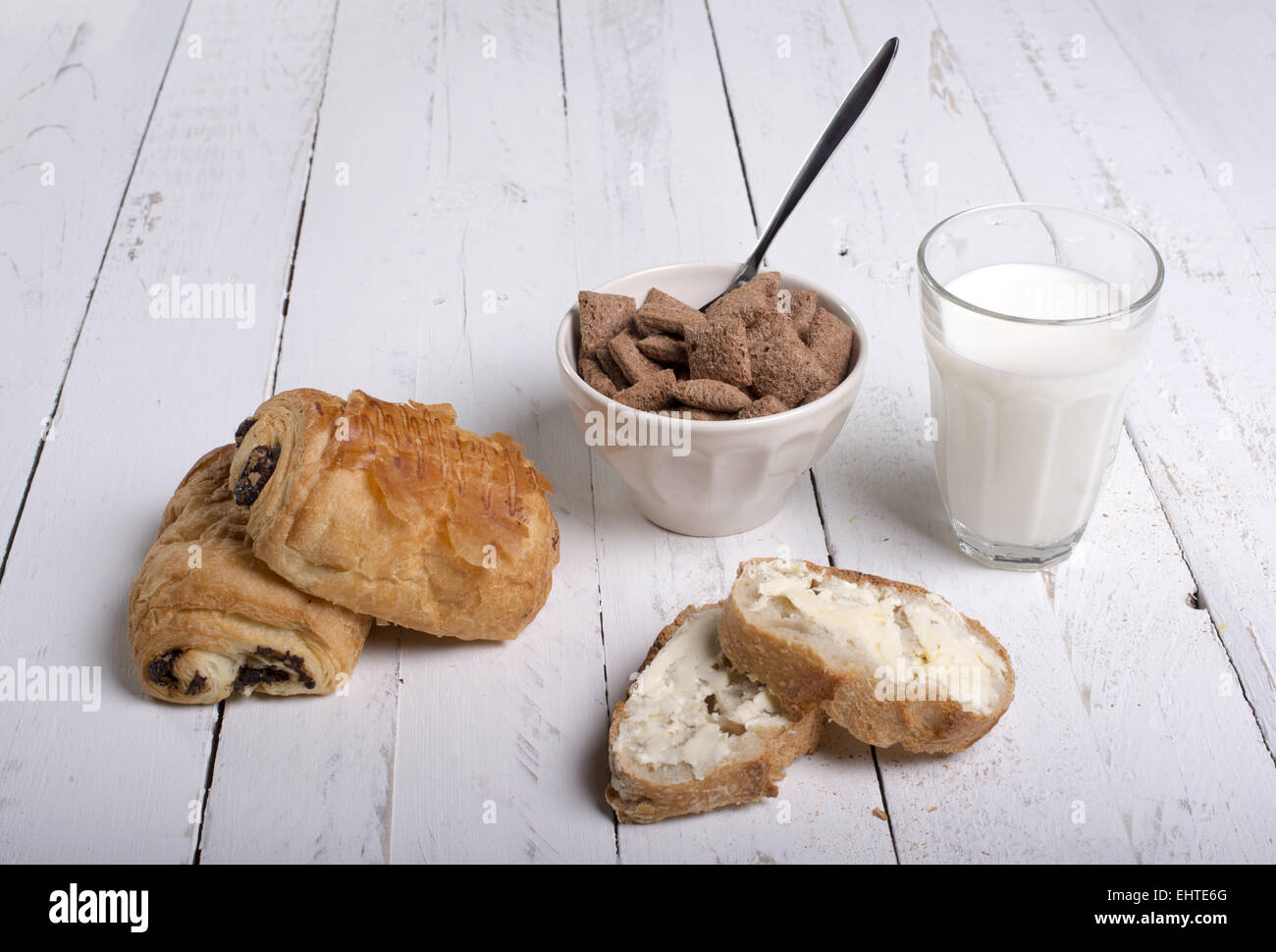 Breakfast on white background Stock Photo - Alamy
