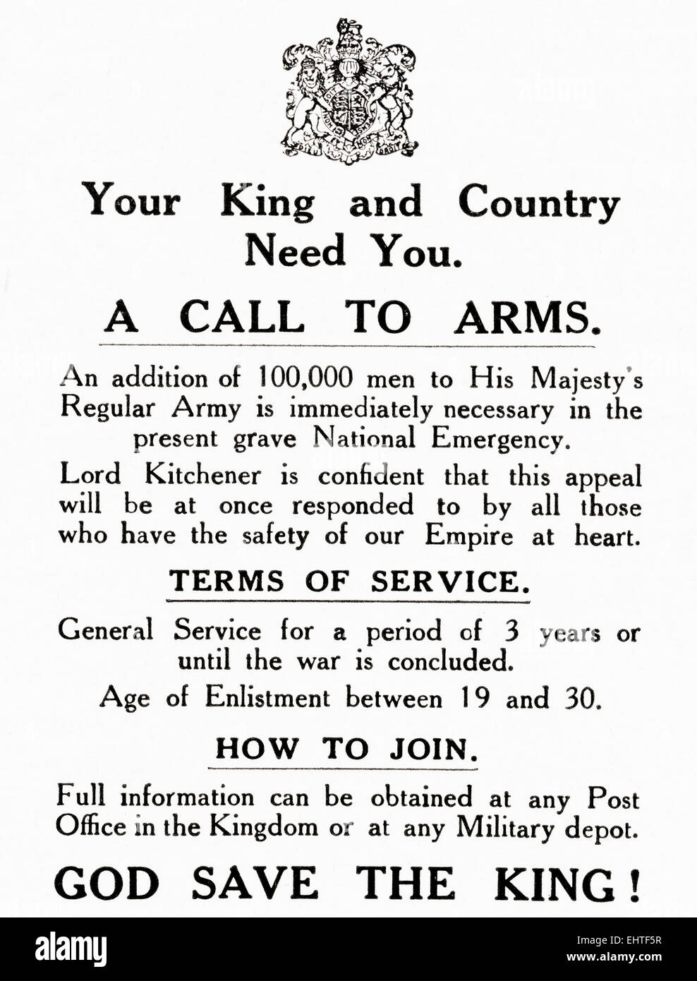 A Call to Arms during World War One Stock Photo Alamy