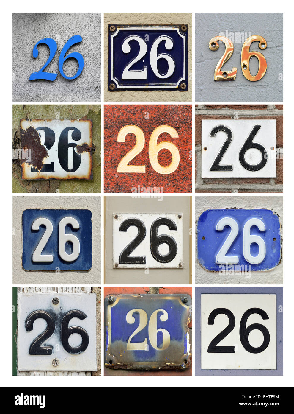 Number 26 - Collage of House Numbers Twenty-six Stock Photo