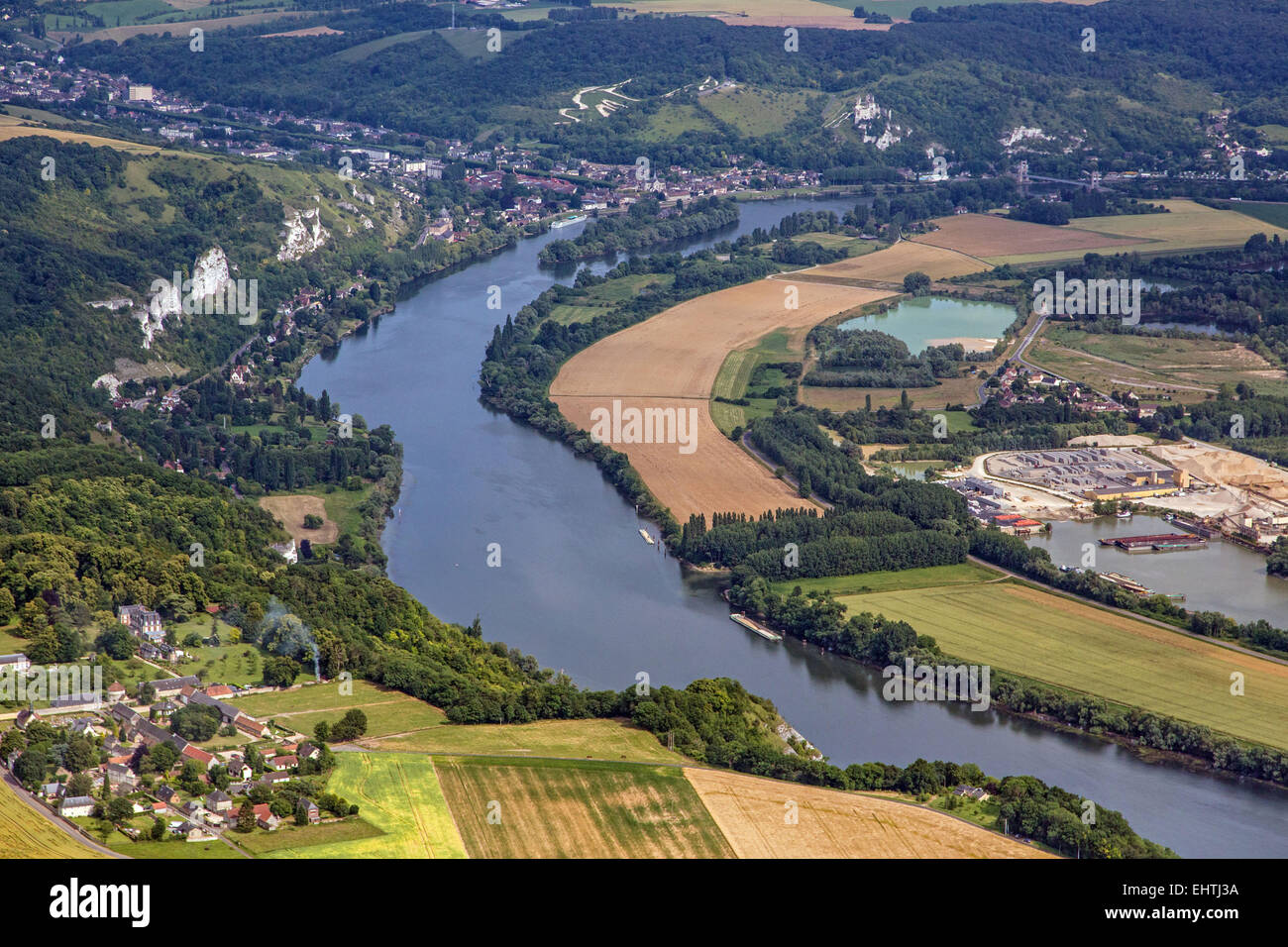 THE SEINE VALLEY SEEN FROM THE SKY, EURE (27), UPPER NORMANDY, FRANCE Stock Photo