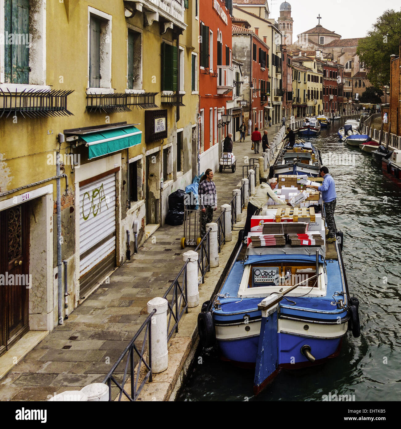 Unloading A Barge Venice Italy Stock Photo Alamy