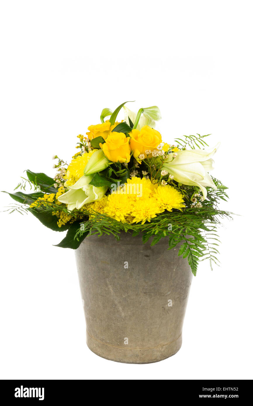 Flowers in a bucket Stock Photo Alamy
