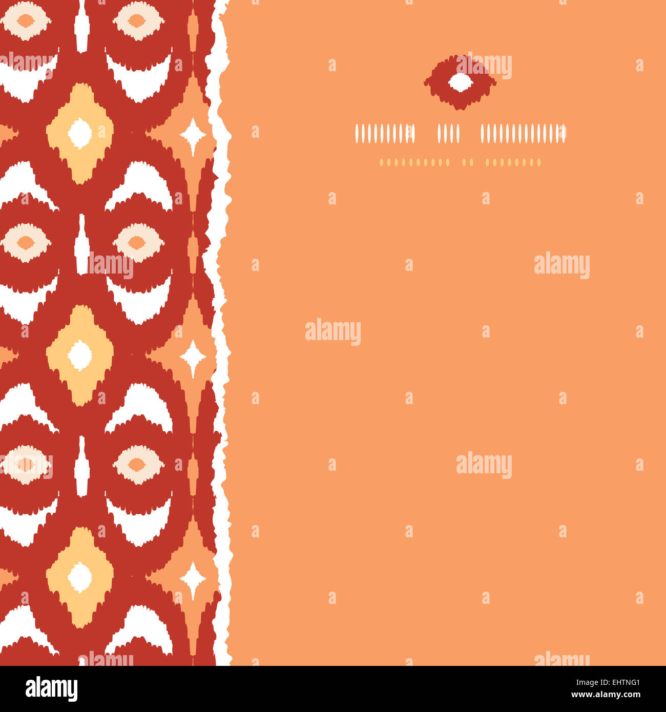 Red and gold ikat geometric frame square torn seamless pattern ...