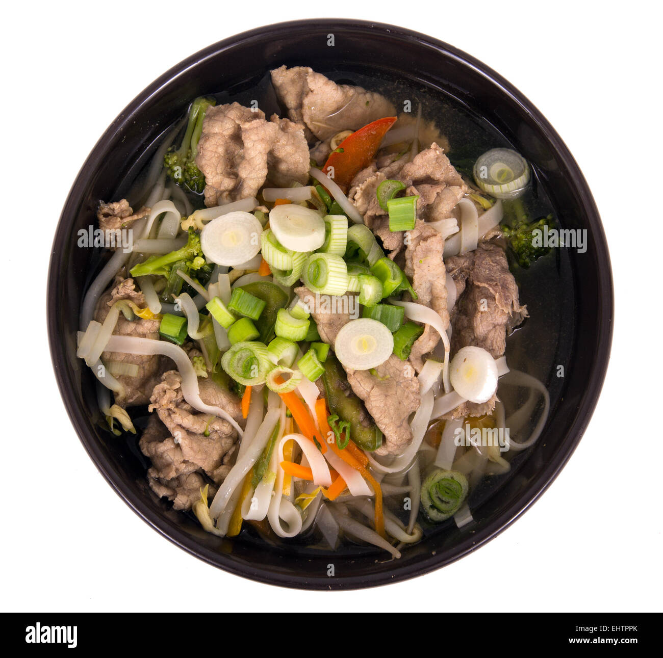 Vietnamese Pho soup bowl over white background Stock Photo