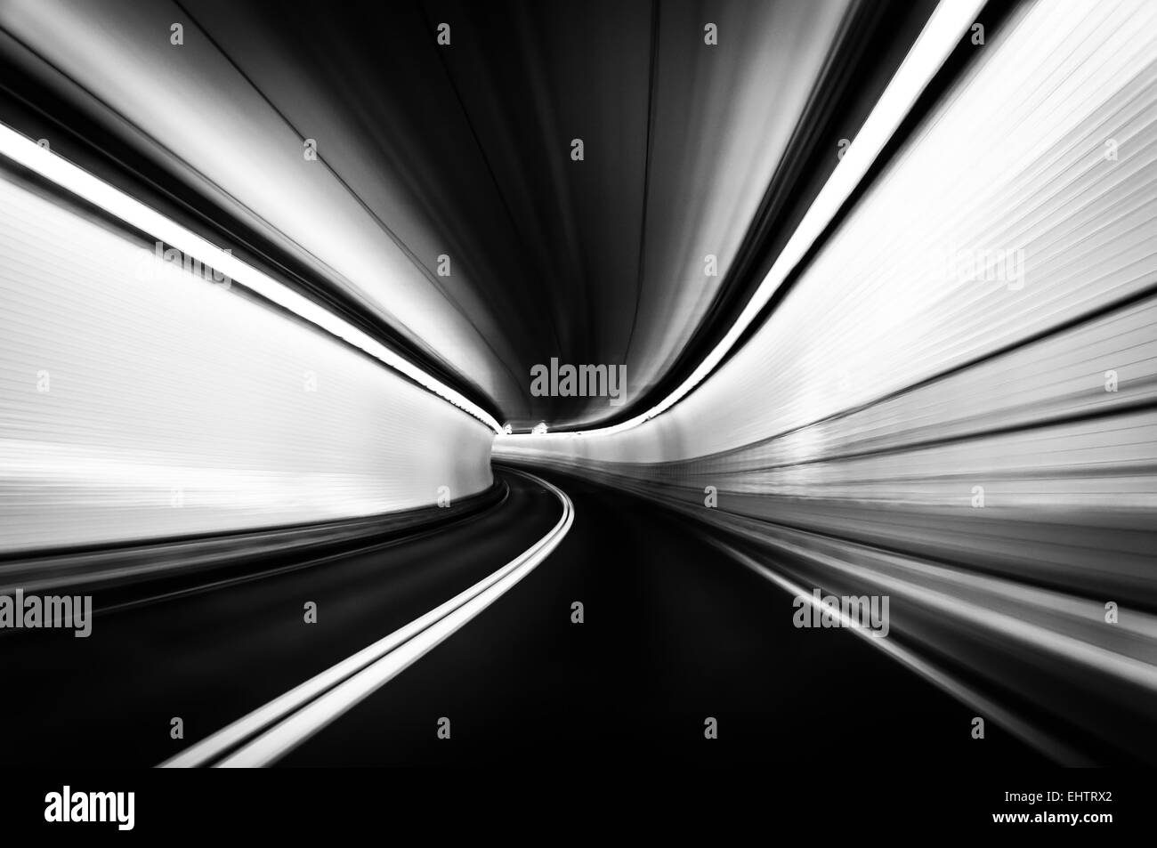 Long exposure taken in the Fort McHenry Tunnel, Baltimore, Maryland. Stock Photo