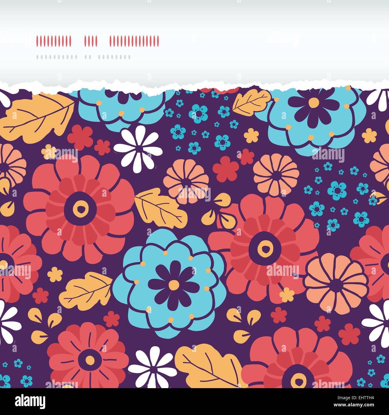 Colorful bouquet flowers horizontal torn seamless pattern background ...