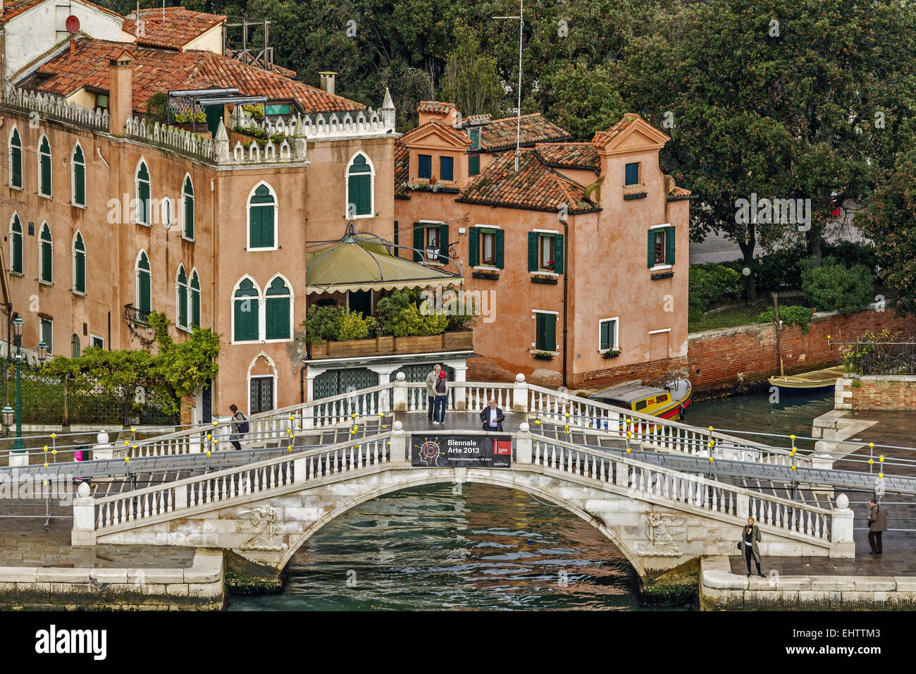Bridge Across A Canal End Venice Italy Stock Photo
