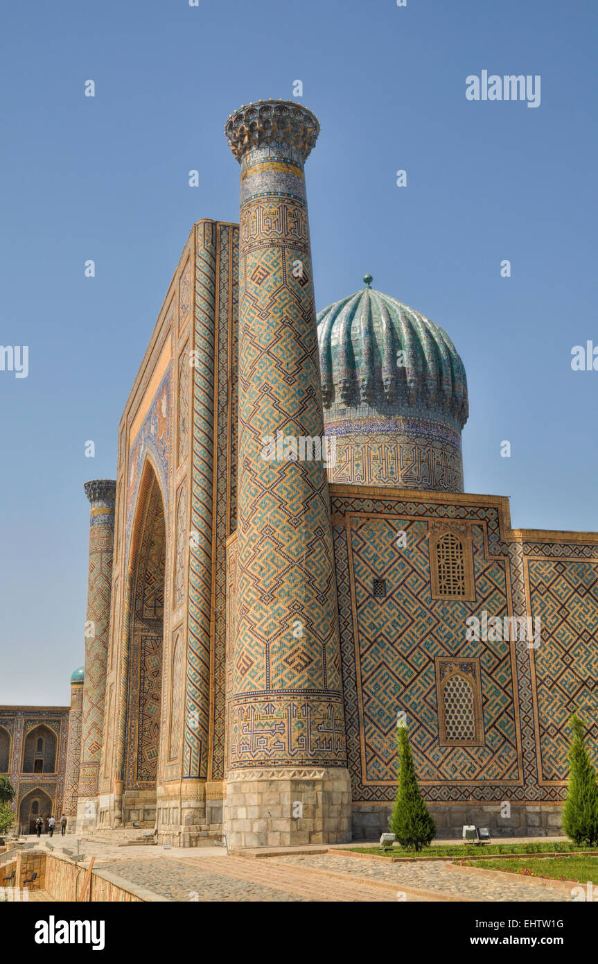 Beautifully decorated mosque in Samarkand, Uzbekistan Stock Photo
