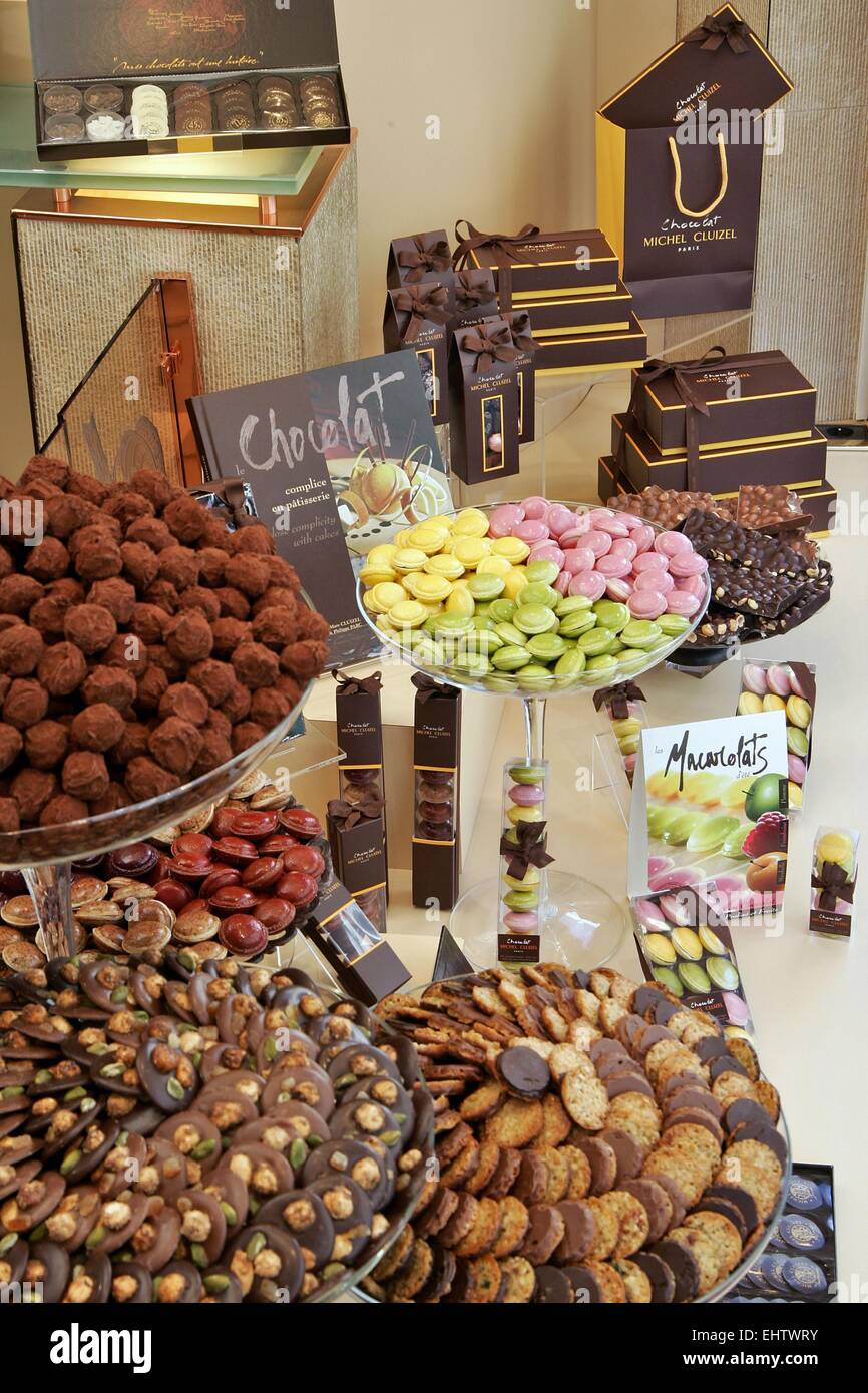 MICHEL CLUIZEL CJOCOLATE SHOP, PARIS, FRANCE Stock Photo
